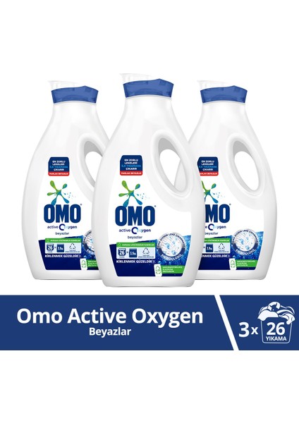 Active Oxygen Sıvı Deterjanı Beyazlar İçin 3 x 1690 ml