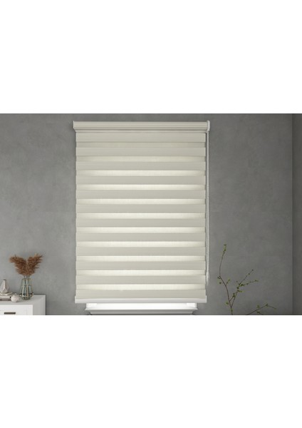 Ekru Dar Pliseli Zebra Stor Perde (Kırık Beyaz) modelleri