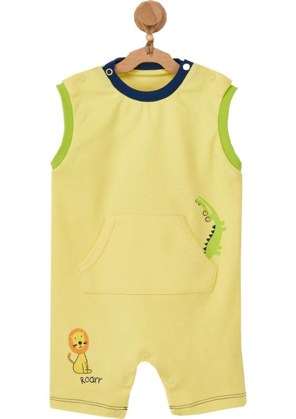 Erkek Bebek Hayvan Motifli Sarı Tulum AC22527