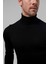 Slim Fit Siyah Rib Örgü Kazak 9EC060631764M 2