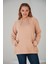 Kapşonlu Büyük Beden Vizon Sweatshirt 1
