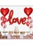 Sevgililer Günü Için Kırmızı Love El Yazısı Folyo Balon Şeffaf Balonlu Parti Seti 1