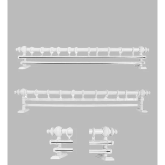 Orlenda Ahşap Başlıklı Alminyum Boru Rustik Perde Askısı Çift Raylı
