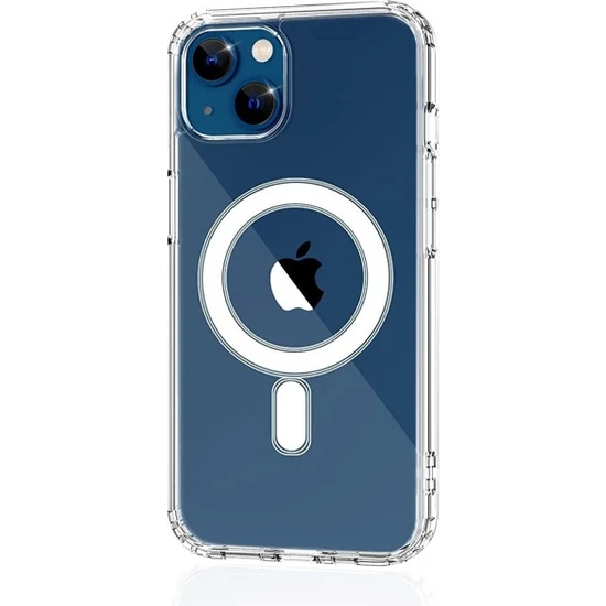 Vip Case İphone 13 - Kamera Çıkıntılı Şeffaf Magsafe Kablosuz Şarj Destekli V-Mags Kılıf
