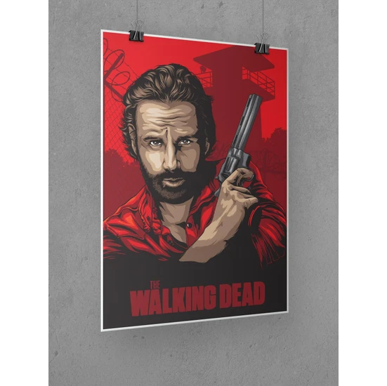 Saturndesign The Walking Dead Poster 45X60CM Rick Grimes Afiş - Kalın Poster Kağıdı Dijital Baskı