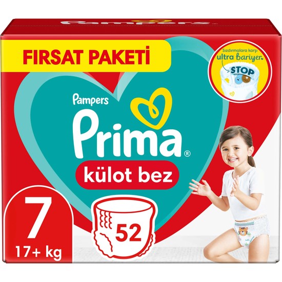 Prima Bebek Bezi Külot Bez 7 Numara 52 Adet Fırsat Paketi