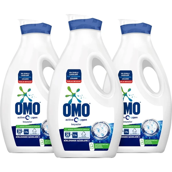 Omo Active Oxygen Sıvı Deterjanı Beyazlar İçin 3 x 1690 ml