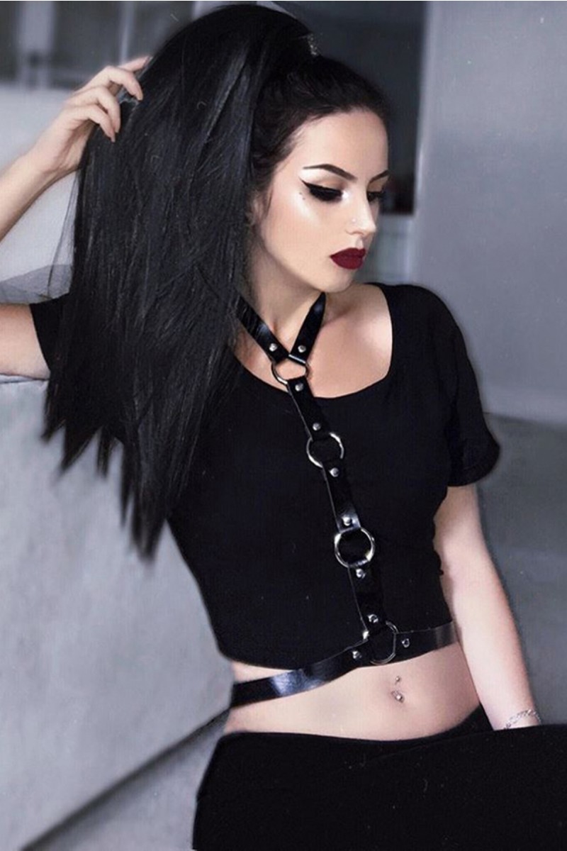 100100e Elbise Üzeri Şık Deri Harness - APFT423 görsel 2