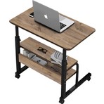 servetavcı Yükseklik Ayarlı ve Çift Raflı Laptop Sehpası ve Çalışma Masası - Ceviz (Tekerli) 70 x 40 cm