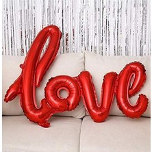 Rönesans Parti Folyo Balon Love El Yazılı Balon Kırmızı Renk Sevgililer Günü