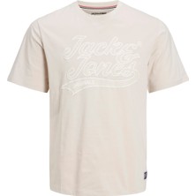 Jack & Jones Yuvarlak Yaka Yazılı Kısa Kollu Bej Erkek T-Shirt 12227774
