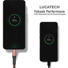 Lucatech Apple iPhone USB Hızlı Şarj ve Data Kablosu 2mt Örgü Tip Kırılmaz