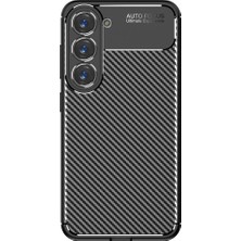 Case 4U S23 Plus Uyumlu Kılıf Rugged Armor Karbon Desenli Lüx Negro Silikon Arka KapakSiyah