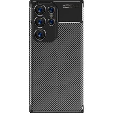 Case 4U S23 Ultra Uyumlu Kılıf Rugged Armor Karbon Desenli Lüx Negro Silikon Arka KapakSiyah