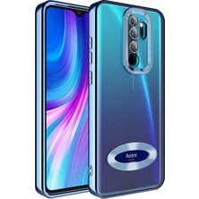 Case 4U Xiaomi Redmi Note 8 Pro Kılıf Kamera Lens Korumalı Şeffaf Renkli Logo Gösteren Parlak Omega Kapak Sierra Mavisi