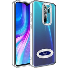 Case 4U Xiaomi Redmi Note 8 Pro Kılıf Kamera Lens Korumalı Şeffaf Renkli Logo Gösteren Parlak Omega Kapak Gümüş