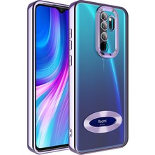 Case 4U Xiaomi Redmi Note 8 Pro Kılıf Kamera Lens Korumalı Şeffaf Renkli Logo Gösteren Parlak Omega Kapak Lila