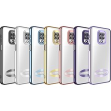 Case 4U Xiaomi Redmi Note 9s / Redmi Note 9 Pro Kılıf Kamera Lens Korumalı Şeffaf Renkli Logo Gösteren Parlak Omega Kapak Gümüş