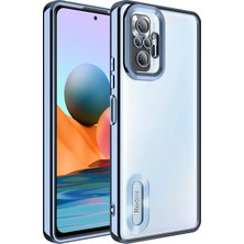 Case 4U Xiaomi Redmi Note 10 Pro Kılıf Kamera Lens Korumalı Şeffaf Renkli Logo Gösteren Parlak Omega Kapak Sierra Mavisi