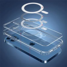 Case 4U Apple iPhone SE 2022 / SE 2020 / iPhone 8 / iPhone 7 Kılıf Magsafe Sert PC Embos Kapak Şeffaf