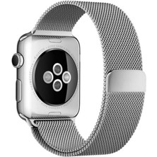 Ni Aksesuar Apple Iwatch Metal Hasır 42-44-45 mm Gümüş Renk Saat Kordon