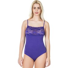 Derya Kurşun Dantel Yaka Askılı Çıtçıtlı Kadın Body 312