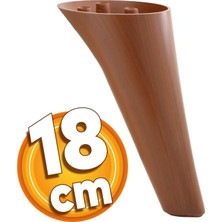 Badem10 Napoli Lüks Mobilya Kanepe Sehpa Tv Ünitesi Koltuk Ayağı 18 cm Kahverengi Ahşap Desenli Baza Ayak