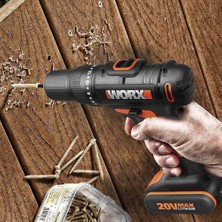 Worx WX108 20V/2.0AH. Li-Ion Çift Akülü Profesyonel Şarjlı Matkap