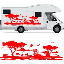 Melek Pazarı Aslan Karavan Sticker. Asfika Doğa Manzarası Kamp Karavan STICKER-S1360