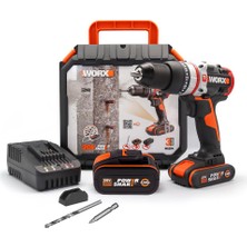 Worx WX354.1 20V/4.0/2.0 Ah. Li-Ion Çift Akülü Kömürsüz Profesyonel Darbeli Şarjlı Matkap