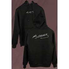Kendim Seçtim Mustafa Kemal Atatürk Imzası Imza 10 Kasım Ön ve Arka Baskılı Sweatshirt Kapüşonlu Hoodie