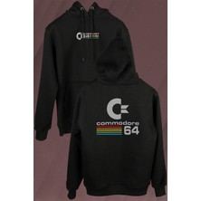 Kendim Seçtim Commodore 61 C64 Logo Antika Bilgisayar Ön ve Arka Baskılı Sweatshirt Kapüşonlu Hoodie