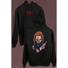 Kendim Seçtim Chucky Charles Lee Ray Oyuncak Bebek Bıçak Ön ve Arka Baskılı Sweatshirt Kapüşonlu Hoodie