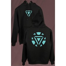 Kendim Seçtim Arc Reactor Iron Man Demir Adam Ön ve Arka Baskılı Sweatshirt Kapüşonlu Hoodie