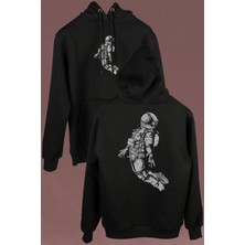 Kendim Seçtim Uçan Astronot Uzay Yolculuğu Cosmos Galaksi Ön ve Arka Baskılı Sweatshirt Kapüşonlu Hoodie