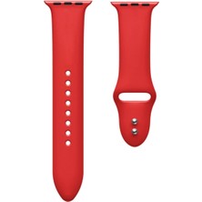 Pazariz Apple Watch Uyumlu 42 44 mm Silikon Kordon Kırmızı