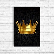 Trend Poster Kral Tacı Siyah Gold Retro Ahşap Poster