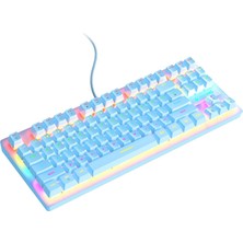 Yeajion Kablolu USB Mekanik Oyun Klavyesi Arka Parlak Oyun Oyun Oyun Typing 87 Keys Mavi (Yurt Dışından)