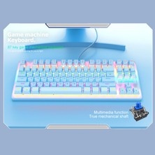 Yeajion Kablolu USB Mekanik Oyun Klavyesi Arka Parlak Oyun Oyun Oyun Typing 87 Keys Mavi (Yurt Dışından)