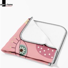Marte Home Pink Butterfly Desenli Tek Taraf Baskılı 100X170 cm Polar Tv Battaniyesi