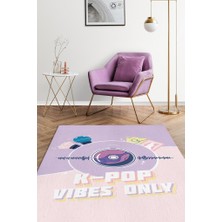 Homshtag Sadece K-pop Pamuklu Dokuma Tabanlı Yıkanabilir Kaymaz Dekoratif Halı