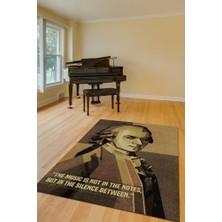 Homshtag Mozart Koyu Renkli Müzisyen Halı Müzsik Severe Hediyelik Halı Geometrik Figürlü Halı