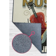 Homshtag Yaşa Sev Müzik Yap Art Müzik Halısı Açık Renkli Müzik Halısı Ritim Figürlü Bej Modern Halı