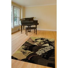 Homshtag Beethoven Koyu Renkli Müzisyen Halı Müzsik Severe Hediyelik Halı Geometrif Figürlü Halı