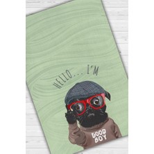 Homshtag Uslu Çocuk Yeşil Renkli Köpek Baskılı Halı Sade Sade Oturma Odası Halısı Köpekli Halı