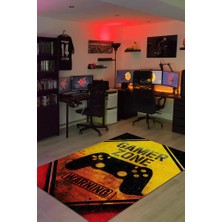 Homshtag Uyarı Oyun Alanı Dokuma Tabanlı Yıkanabilir Kaymaz Gamer Halısı