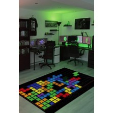 Homshtag Tetris Dokuma Tabanlı Yıkanabilir Kaymaz Gamer Halısı