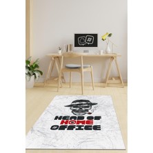 Homshtag Açık Gri Yazılı Ofis Halısı Özel Tasarım Baskı Halı  Yıkanabilir Dekoratif Home Office Halı
