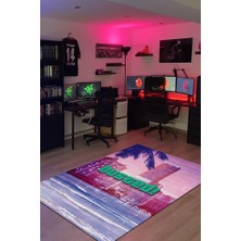 Homshtag Busted Pamuklu Dokuma Tabanlı Yıkanabilir Kaymaz Gamer Halısı