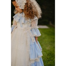 Mialora Exclusive Pembe Elbise, Dantel Detaylı Abiye, Uzun Vintage Kız Çocuk Elbise
